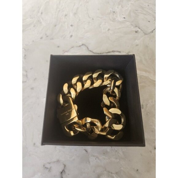 24kt Gold Plated Over Stainless Steel Heavy Link Bracelet - Picture 3 of 7